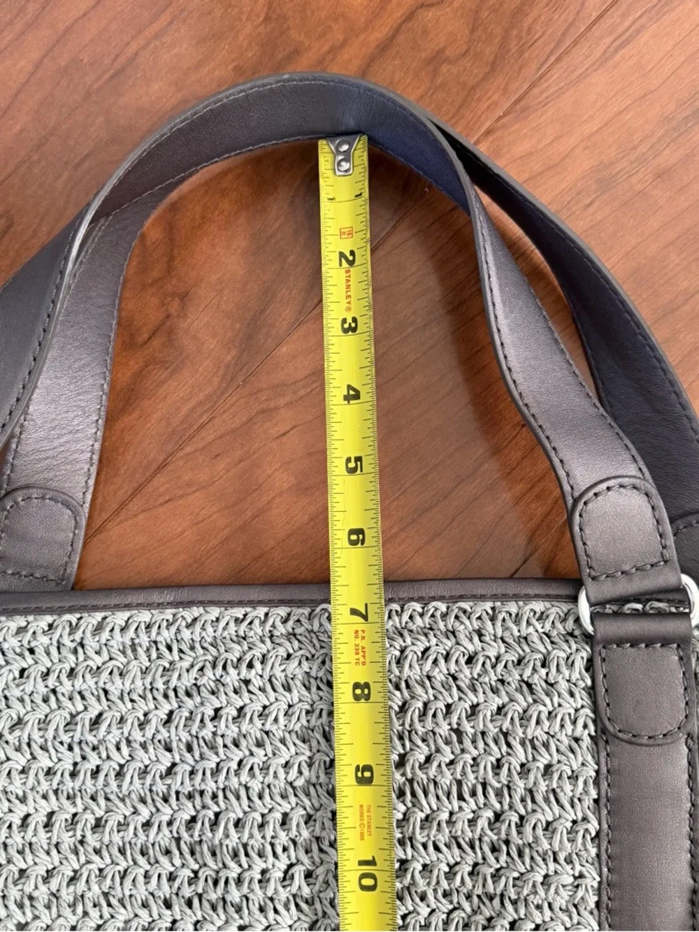 Brighton Aria Anju XLStraw Woven Leather‎ Carryall Pewter Gray Tote Shoulder Bag
